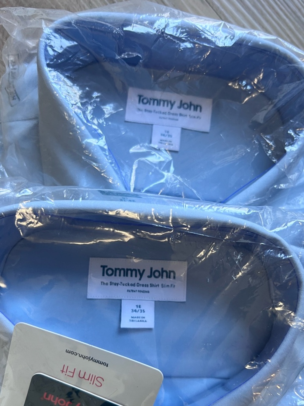 Tommy John Slim Fit Light Skyway Blue Dress Shirt NWT MSRP $60 sz 16 &17.5 - Picture 4 of 5